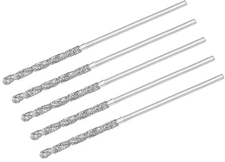 TA-VIGOR 5Pcs 1mm Diamond Twist Drill Bit, Diamond Tipped Drill Bit Set Rotary Tools Heavy Duty Micro Diamond Drill Bit Set for Glass Wood Jade Stone Tile