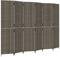 vidaXL Paravent 6-TLG., Raumteiler Faltdesign Stahlrahmen, Trennwand Sichtschutz für Innen Außen, Spanische Wand Raumtrenner, Grau Poly Rattan