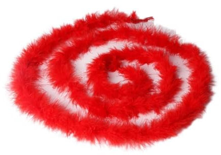 Hrlace 200cm Marabu Federboa 10g Flauschige Marabu Boa zum Basteln Natürliche Truthah Feder Boa Tlauschige Feder Girlande Weihnachtsgirlande DIY Kostüm Tanzen Hochzeit Cosplay Partydeko Rot