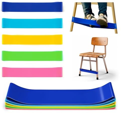 WNSIRVY 5 Stück Stuhlzappelbänder für Kinder mit ADHS - Sensorische ADHS Hilfsmittel zur Förderung der Konzentration & Reduzierung von Unruhe bei ADHS, Autismus - Für Schule & Zuhause (Mehrfarbig)