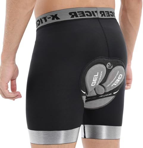 X-TIGER Radunterhose Herren Fahrradhose Herren Radlerhose mit 5D Gepolsterte Fahrradunterhose MTB Unterwäsche Bike Kurze Hosen