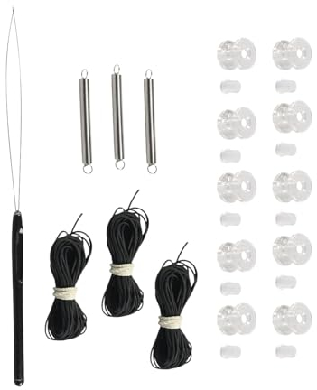 Colcolo Generisches Reparaturset für Plissees für Wohnmobile, Rollenspanner und Einfädler, Ersatzteile und Seil, Schwarzes Seil