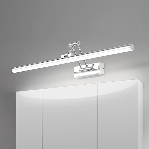 Klighten LED Spiegellampe Bad 60cm, Drehung Spiegellampen Spiegel für bad IP44, Spiegelleuchte Badezimmer 20W 1500 LM, LED Badspiegelleuchten Badezimmerspiegel, Kaltes Weiß 5500K, Chrom
