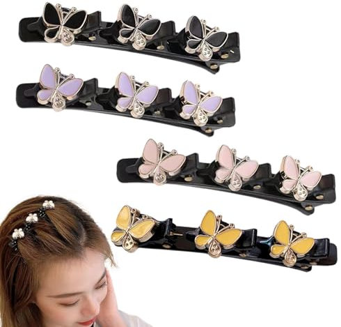 Duroecsain Lot de 4 barrettes à cheveux tressées pour femme - Pinces à cheveux mignonnes - Pinces à cheveux scintillantes - Pinces à cheveux tressées tendance avec 3 petits pour femme