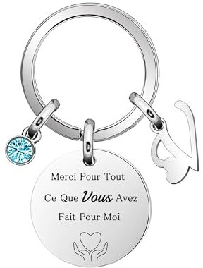 26 Lettres Porte-Clés Merci Pour Tout Ce Que Vous Avez Fait Pour MoiCadeau De Remerciement Porte-Clés Pour Femme Merci Femme Prénom Anniversaire Diplômé,Pour Professeur Maman Grand-mère Collègue (V)