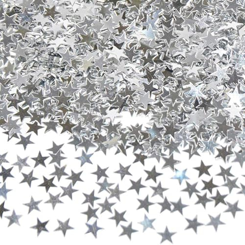 Glitzer Streudeko Sterne Konfetti Silber, Streudeko Weihnachten Silvester, Sterne Confetti Weihnachts Tischdeko, Weihnachtskonfetti Stern Deko, Glitzersterne Konfetti Geburtstag, Hochzeit, Silvester