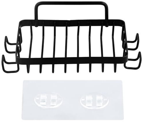 Jabonera, Jabonera Ducha Autoadhesiva Pared,Jabonera de Barra para Pared de Ducha, Cesta de Jabón, Caddie para Ducha, Porta Esponja de Cocina, Sin Taladro, Acero Inoxidable Nunca se Oxida(Negro)
