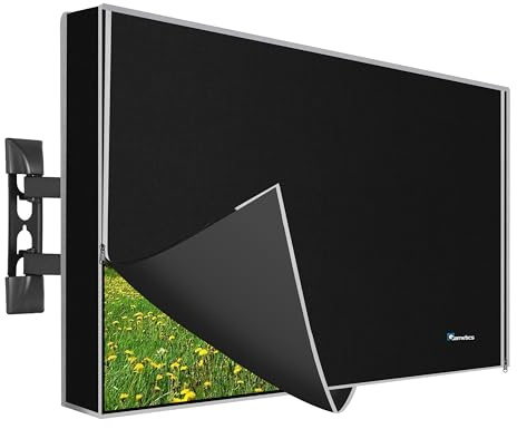 Outdoor TV Cover 75 Inch Weatherproof and Waterproof | TV Cover for Outside 75 | Outdoor TV Enclosure | Smart Shield TV Screen Protector for Outside TV | TV Display Protectors – Black with Zipper