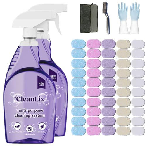 Cleanlix Cleaning Spray, Cleanlix Cleaner for Instant Stain Removal, All-Purpose Spray Cleaner with Cleaning Tablets, Cleanlix The All-in-One Solution for Every Stain (Mixed Scent *50,2 Bottle)