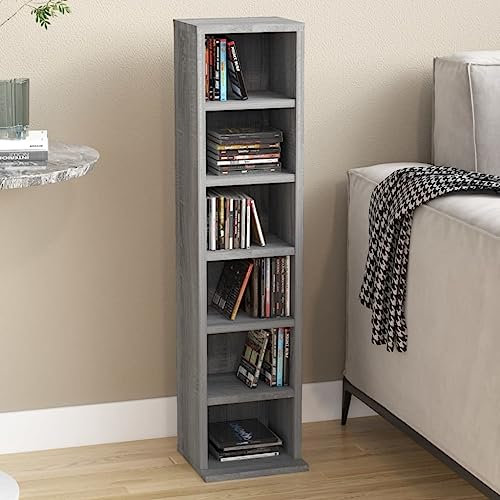 TEHTX7 CD Regal Ständer Aufbewahrung Grau Sonoma 21x20x88 cm Holzwerkstoff