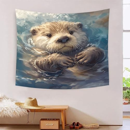 HLXZMCVBT 3D Druck Otter Wandteppiche Poster Ornament Wandbehang Wandteppich Wanddeko Wandbehang Für Schlafzimmer Wohnzimmer Wohnkultur Tapisserie 70cmx100cm