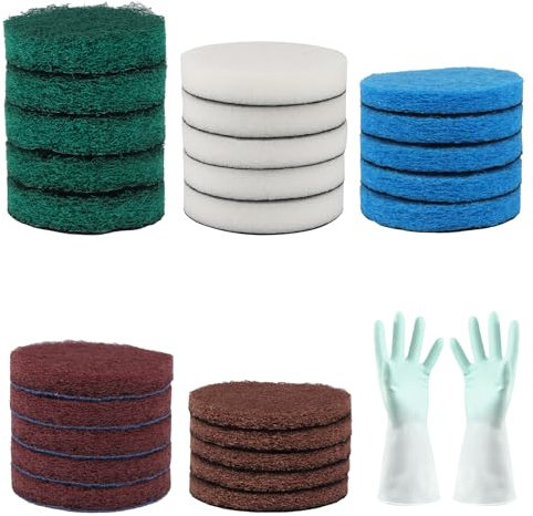 URHRHU 25Pcs Tampon de Nettoyage Brosse de Nettoyage Électrique Compatible Bosch Brosses de Rechange Universelles 5 Styles Tampons de Nettoyage Multifonctionnel pour Carrelage, Cuisine, Sol