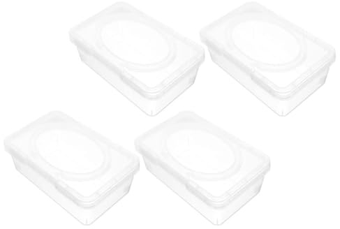 Amosfun 4 Stück Box für Babytücher Spender wischen Gadget Nachfüllung babyzimmer zubehör feuchttücher box Feuchttücher Aufbewahrung Koffer für Reisetücher Container pp Transparent