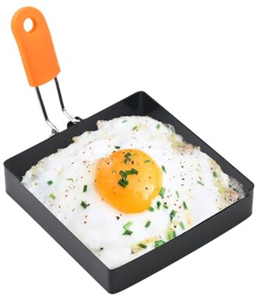 Square Egg Rings for Frying Eggs, Stainless Steel Fried Egg Moulds Non Stick with Anti-scald Handle, Breakfast Sandwich Pancakes Mcmuffin Maker Omelette Ring