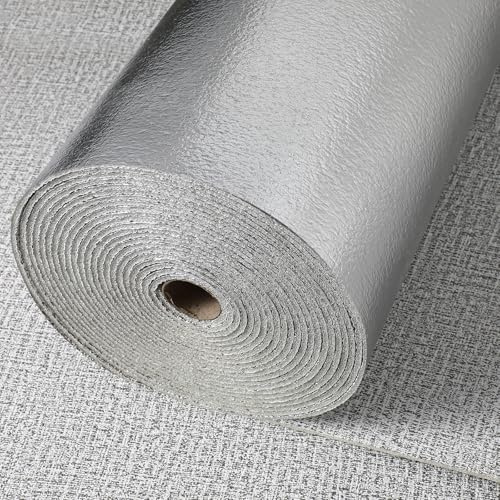 Camiraft Self Adhesive Wallpaper 10M Grey Thermal Wallpaper-1 Roll=5m² Waterproof Insulating Wall Paper 3mm Thick Wall Paper for Bathroom, Kitchen, Living Room Bedroom Ceilings 50CMx10M
