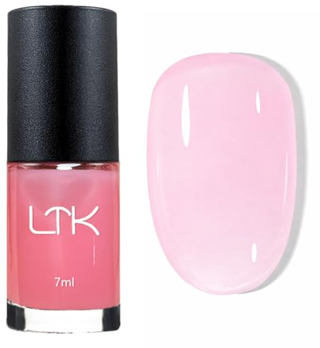 Jelly Pink Nail Polish,Transparent Light Pink Varnish,Quick Dry Sheer Pink Nail Varnish,Milky Nude Pink High Glossy Finish Nail Polish for Everyday & Manicure