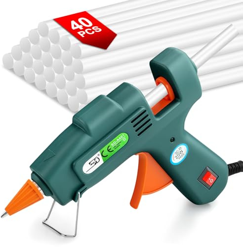 flintronic Pistolet à Colle Chaude, 20W Mini Pistolet à Silicone Bricolage, avec 40 Bâtons de Colle chaude (7 x 200 mm), Ignifuge, Anti Écoulement, pour Réparation, Artisanat, DIY, Maiso