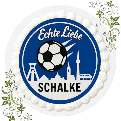 Für den Geburtstag ein Tortenbild, Zuckerbild mit Motiv, Essbares Foto für Torten, Tortenbild, Tortenaufleger Ø 20cm FONDANT gebrauchsfertig Motive: Fussball Schalke Nr. Q 217