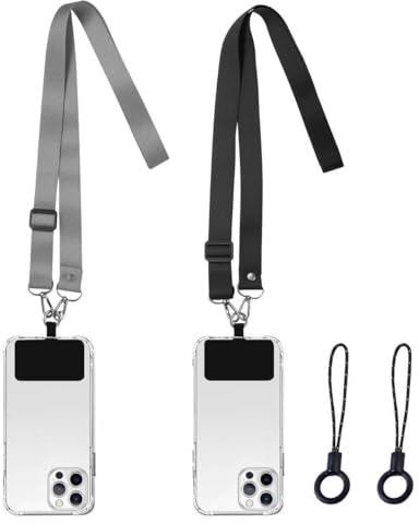 KenHLun 2PCS Phone Lanyard with Patch,Gray and Black