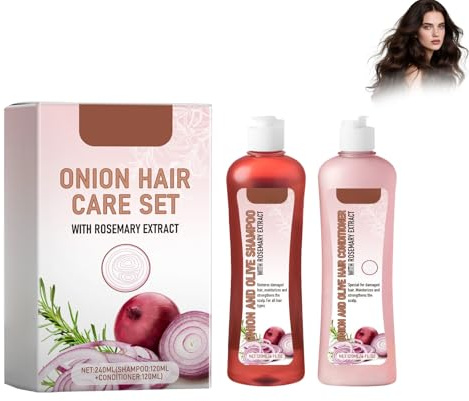 Zwiebel-Rosmarin Shampoo Set, Zwiebel, Biotin Und Rosmarin Shampoo Und Behandlung Set Haarpflege Shampoo & Conditioner Für Haarwuchs & Volumen, Gegen Haarausfall Für Stärkeres, Dickeres, Längeres Haar
