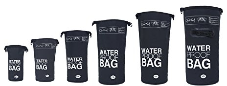 DonDon Dry Bag wasserdichte Tasche 2l, 5l, 10l, 15l, 20l, 30l Pack-Sack Beutel mit Schultergurt - schwarz 20 Liter