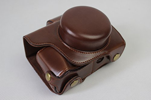 EM10 Mark III Case, BolinUS Kameratasche für Olympus OM-D E-M10 Mark III mit 14-42 mm Objektiv, untere Öffnung, Umhängeband und Mini-Aufbewahrungstasche, Kaffeebraun