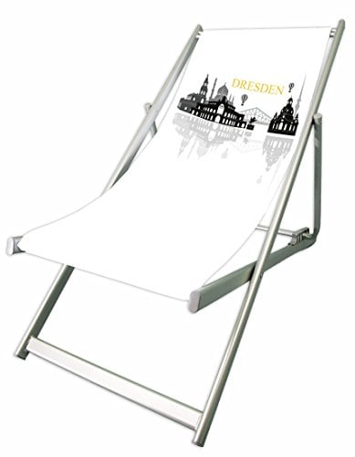 MultiBrands® Aluminium-Liegestuhl, ohne Armlehne, Silberne Lasur, klappbar, Skyline Dresden