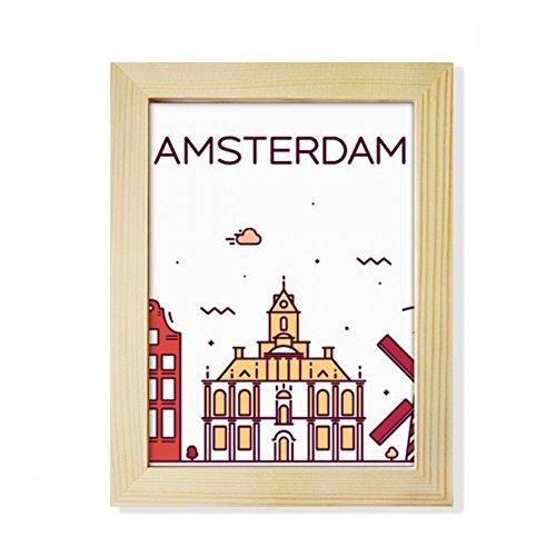 DIYthinker Amsterdam Wohnung Wahrzeichen Desktop-HÖlz-Bilderrahmen Fotokunst-Malerei Passend 15.2 x 20.2cm (6 x 8 Zoll) Bild Mehrfarbig