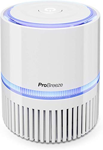 Pro Breeze Mini Air Purifier with True HEPA Filter, Personal Desktop Air Cleaner with Night Light for Home, Work, Office for Allergies, Smoke, Dust, Pollen and Pet Dander | USB and AC Power