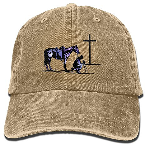 Cowboy-Baseballmütze, Gebetskreuz, Unisex, für Erwachsene und Frauen, Snapback - Braun - Einheitsgröße