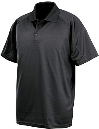 Spiro Unisex Impact Performance Aircool Polo Shirt, Black, Medium, Quick Dry