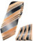TigerTie - schmale Designer Krawatte Designer Einstecktuch in lachs orange silber anthrazit grau gestreift - Krawattenbreite 6 cm