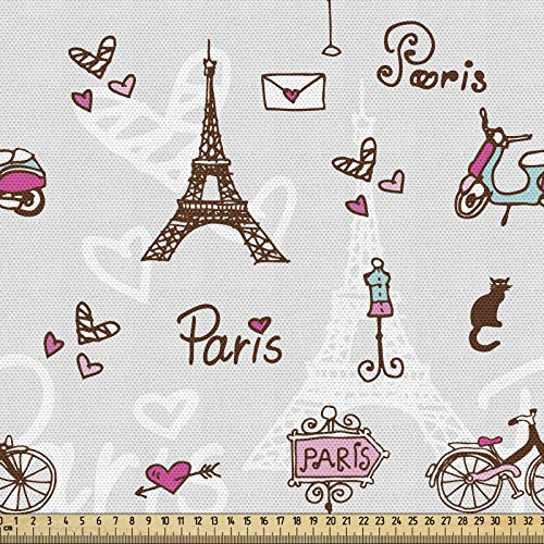 ABAKUHAUS Paris Stoff als Meterware, Stadt der Liebe und Mode, Qualitäts Stoff Dekorativer Polster Heimtextilienstoff, 2M (148x200cm), Redwood Perle Rosa