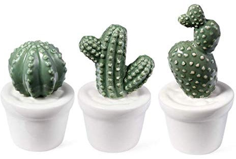 Gwill 3 piezas de decoración de cerámica con forma de cactus para el hogar, el escritorio, etc.