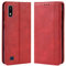 HualuBro Coque pour Samsung Galaxy A10, Etui Housse à Rabat en Retro PU Cuir Flip Leather Case Cover Antichoc Portefeuille Protection Coque pour Samsung Galaxy A10 2019 (Rouge)