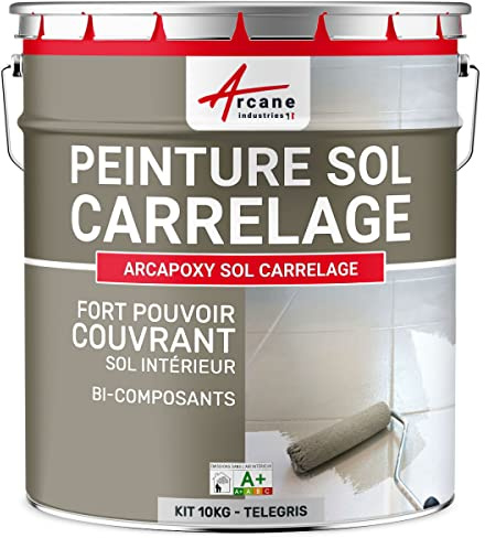 ARCANE INDUSTRIES Vernice per piastrelle pavimento, a base di resina epossidica - Arcapoxy Pavimento Piastrellato - 10 kg (fino a 50 m² in 2 strati) Grigio tele 4 - RAL 7047