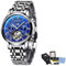 KS Tools Mechanisch Männer Uhren Herren Automatisch Geschäft Rom Digital Rostfrei Stehlen Fall Gurt Freizeit Mode für Männer,Blue-A