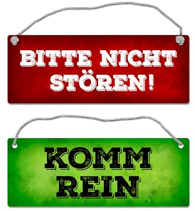 Bitte nicht stören - Komm rein Wendeschild in Grün und Rot mit Kordel Schild