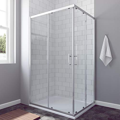 AQUABATOS® 100x75 cm Duschkabine Eckeinstieg Schiebetür Duschabtrennung Duschwand Glas ESG nach DIN EN 12150 Höhe 185cm