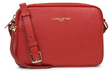 LANCASTER - Sac porté travers cuir ref_41909 Rouge 20 * 14 * 6
