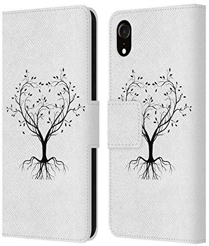 Head Case Designs Offiziell Zugelassen Haroulita Baum des Lebens Schwarz und Weiss 3 Leder Brieftaschen Handyhülle Hülle Huelle kompatibel mit Apple iPhone XR