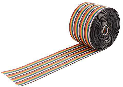 Fafeicy 40P Cable plano arcoíris, alambre de paso espaciado colorido de 1,27 mm, ancho de alambre de 5,08 cm, 28 AWG(5 metros)