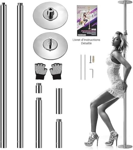 SereneLife Pole Dance Stange – Höhenverstellbar 204-274cm, Statisch & Rotierend, Perfekt für Indoor Poledance, Turnstange & Fitness, Robuster Stahl, Anti-Korrosion, 280kg, Einfache Montage für Zuhause