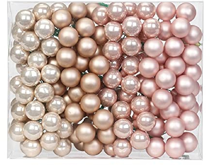 Decpero 144 Spiegelbeeren I Ø 20 mm I Pearly Rose I Glanz und matt I Glaskugeln für Weihnachten