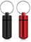 kwmobile 2x Metall Pillendose - 4,8 x 1,7 x 1,7 cm - Tablettendose Box mit Ring - Pillenbox Kapsel - Dose für Medikamente in Schwarz Rot