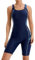 Veranohub Maillot de Bain Une pièce pour Femme Longueur Genou Athletic Racerback Maillots de Bain Coupe conservatrice(Marine/A,EU44)