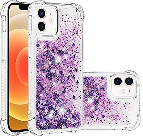KBIKO-zxl Compatible with iPhone 12 Mini Case Star Glitter Shiny Slim Fit Shockproof Protective Girly Women Crystal Clear Phone Case Cover for iPhone 12 Mini.Purple YBL