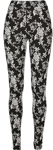Urban Classics Damen Ladies Soft AOP Leggings blackrose, XS