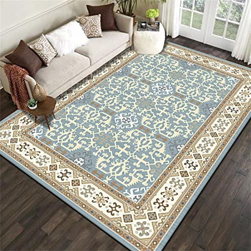 DJHWWD Teppich Flur Auslegware Teppichboden Schlafzimmer Blauer Rechteckiger Kurzflor-Teppich rutschfest Und Abriebfest Babyzimmer 120X180CM