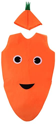 Amagogo Mädchen Vliese Obst Gemüse Kostüm Kits, Cosplay Kostüme Obst-Kostüm, Lustige Anzieh-Essen Schulparty Requisiten für Mottopartys, Festivals, Karotte für Kinder